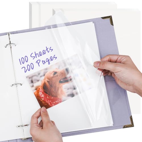 Remowith 9x11 Self-Adhesive Photo Album Refill Pages, 3-Ring, 200 Pages