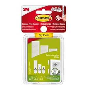 Command Strips Value Pack – 8 Sets L, 6 Sets M + 4 Sets S of Picture hanging Strips – for Hanging Damage Free Framed…