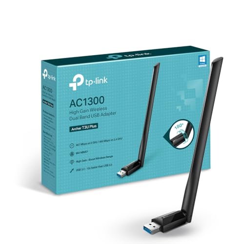 TP-Link USB WiFi Adapter for Desktop PC, AC1300 USB 3.0 Wireless Dual Band Network Adapter with High...