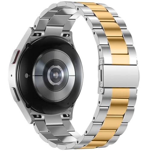 Image of Anlinser No Gap Bands Compatible with Samsung Galaxy Watch Ultra 7 /6 /5 /4 /FE Band 44mm 40mm /Watch 6 Classic Band 47mm 43mm /Watch 5 Pro 45mm /Watch 4 Classic, 20mm 22mm Metal Strap for Women Men