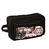 ITA Pencil Pouch Anime Display Pen Case Stationery Bag with Clear Insert & Stickers for Teens College Students (Black)