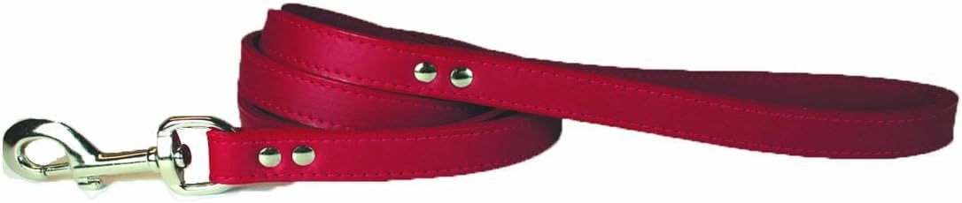 6075-RD Signature Leather Dog Leash, Red