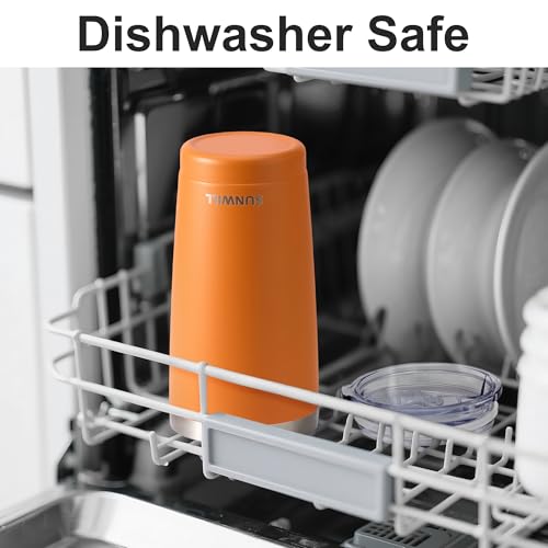 Image of SUNWILL Travel Coffee Tumbler 20 oz, Insulated Mug with Lid, Stainless Steel Cup for Hot and Cold Drinks, Powder Coated Orange