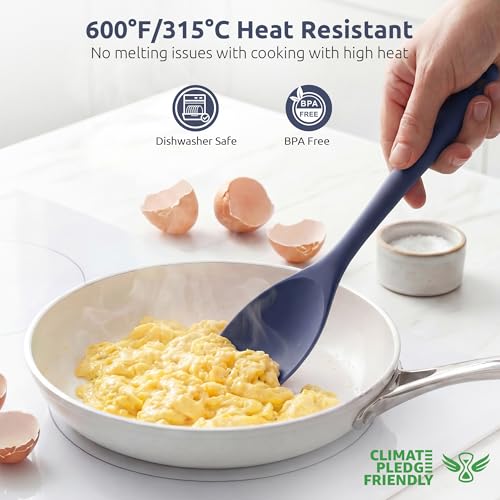 Image of U-Taste Silicone Cooking Spoon 600ºF Heat Resistant Scoop, Midnight Blue