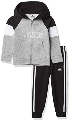 adidas boys Blocked Flc Jkt Shorts Set, Grey Heather, 2-4T US