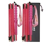 KHEALING トレッキングポール カーボン 折畳み【超軽量110g/120g/130G】炭素繊維 登山 ポール 5節 2本セット 110/120/130 cm ハイキングポール 滑り止め コンパクト 遠足 登山用品 徒歩 キャップ 吸湿発散性に 収納バッグ付 男女兼用 オフロード(人気登山ブロガー絶賛推薦！) (あか（110cm）)