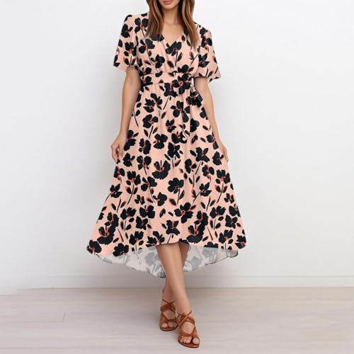 Spring Summer Chiffon Midi Dresses for Women 2025 Elegant Classy Wedding Guest Floral Formal Cocktail Prom Dress