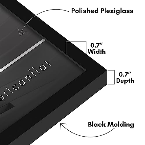 Americanflat 18x18 Picture Frame with Polished Plexiglass - Streamline Collection - Thin Border Square Frame for Wall Display - Hanging Hardware Included - Black
