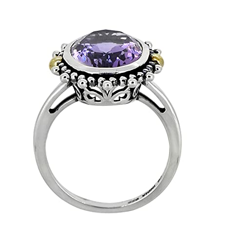 Yotreasure Pink Amethyst Solid 925 Sterling Silver Statement Ring With Brass Accents #TOP3