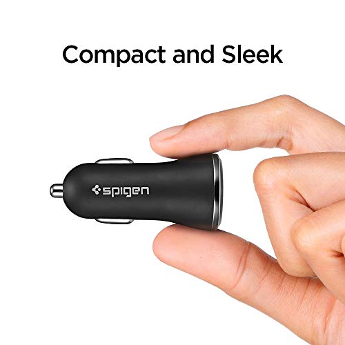 Image of Spigen Total 30w(15w+15w) Car Charger Adapter Dual Port(2 Type-A) for iPhone 17 /16 /15 /14 /13 /12 /11 /X Series, Galaxy S25 /24 /23 & More (F27QC) - Black