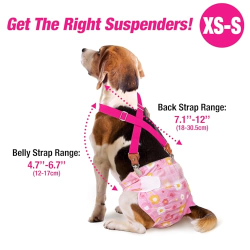 Image of Pet Soft Dog Suspenders 2 Pieces Female Dog Diaper Suspenders for Dogs Diaper Keeper Suspender for Dogs Skirt, Dress, Diapers (Plaid, XS /S)
