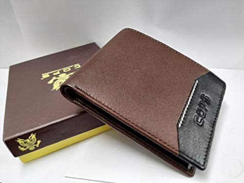 Image of COPS Stylish Men's Wallet, Original Top Grain Leather Wallet, Italian Design, Brown