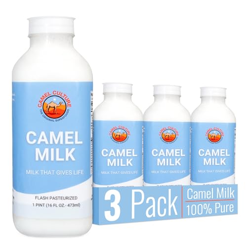 Camel Culture 3 Pint Camel Milk – Grass Fed, Gluten Free, Low Lactose Milk Pint - Pasture Raised & Non-Homogenized Healthy Drinks For Kids & Adults - Non-GMO, Low Fat Health Drink