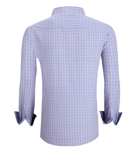 Alex Vando Mens Button Down Shirts Wrinkle Free 4-Way Stretch Print Business Casual Shirt