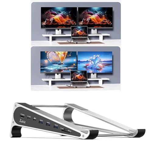 Soporte estable para portátil con puerto HDMI 4K y carga rápida USB C PD100W 2
