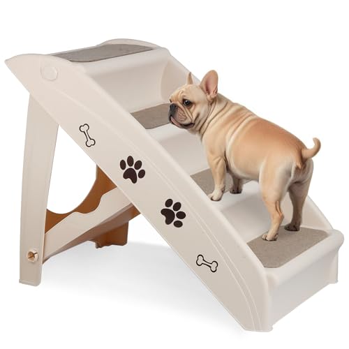Saicool Dog Stairs for High Beds, Foldable Pet Steps Ramp with Non-Slip Bottom…