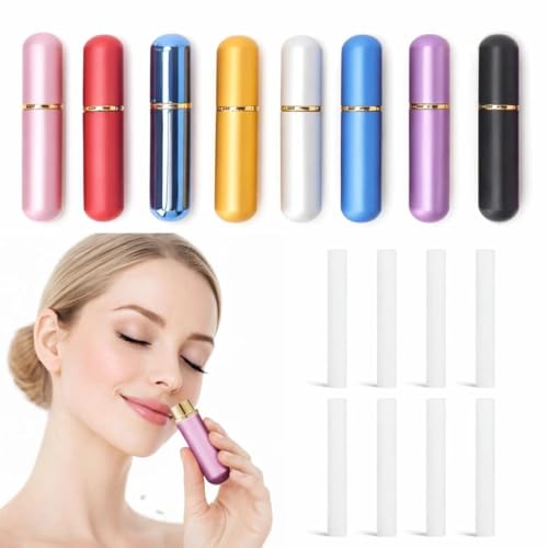 8 Stück Riechstäbchen Riechtraining Set Riechstifte für Ätherische Öle Set Riechstift Inhalierstift Naseninhalator Mit 8 Stab Kompaktes Design Tuben Aromatherapie Flasche Nasal Inhalatoren