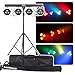 DragonX 4 Bar LED mobile DJ Stage Lighting Package/Portable RGB Par Can Kit Gig Spotlight Bar Set/Sound Activated Flex Wash Light Party System W/Stand