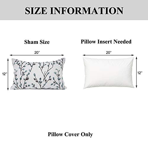 Your Smile Classical Embroidery Jacquard Farmhouse Oblong Rectangle Chenille Teal Leaf Decorative Throw Pillow Case,12X20 Inch #TOP5