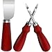 2 Size Leather Edge Skiving and 1Pack Leather Working Knife Tools with Wooden Handle and Steel Body for DIY Leathercraft Cutting (1.0mm&1.5mm)