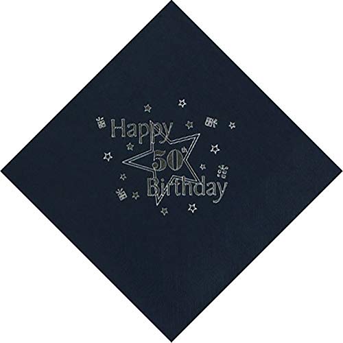 Celebration Station Age 50 / 50th Birthday Napkins - Black - Pack 15