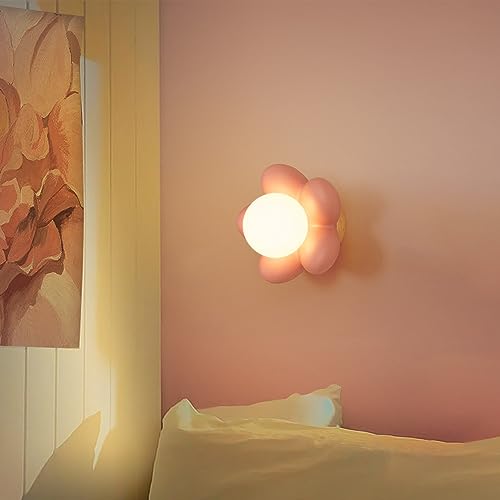 Aplique de pared en forma de flor rosa ideal para iluminar y decorar la habitación de los niños 4