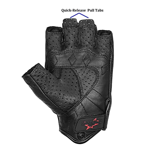 Summer Motorcycle Gloves Leather Motor Riding Gloves Half Finger Knuckle Armored For Men(G11-Black,Xxl) #TOP3