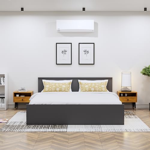 Image of Bniture Modern King Size Bed with Storage Box | Engineered Wood Bed Designer Headboard | Wooden Bed King Size Cot Double Bed with Storage for Bedroom 3 Year Warranty (Slate Grey)