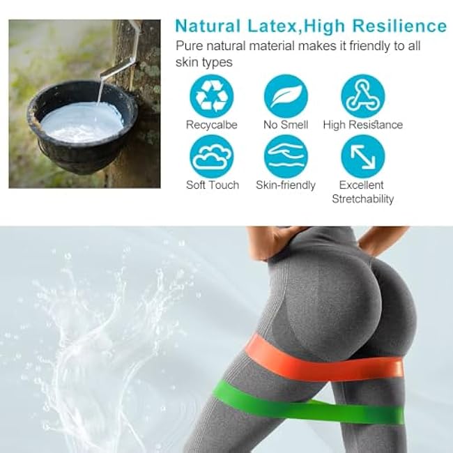 Resistance Bands for Working Out Set of 5, Elastic Exercice Loop Bands for Physical Therapy, Yoga Starter Set of Stretch Bands for Booty Legs, Pilates Flexbands for Men and Women with Carrying Bag