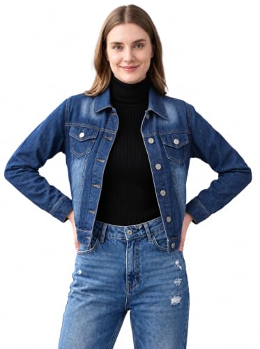 Vlantix Solid Denim Jacket for Women Stylish Regular Fit Casual Jacket