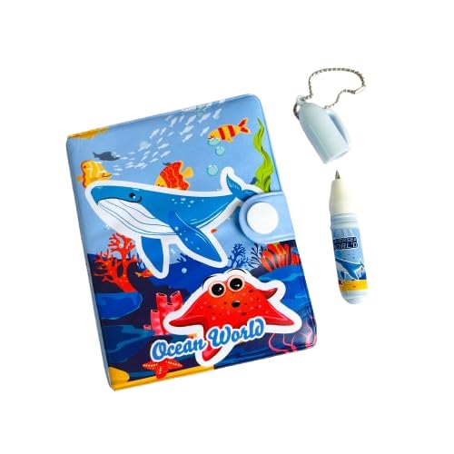 Image of AK-Store Cartoon Pocket Diary with Pen, Writing Notebook for Kids Boys Girls, Cartoon Stationery Set for Students Children Birthday Return Gift (Ocean World)