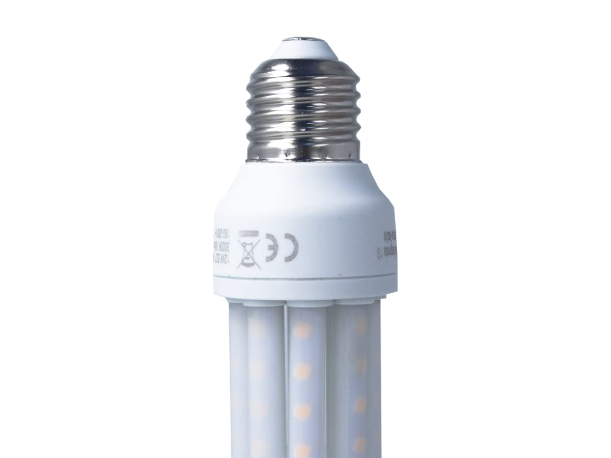 Lampada Led E27 Tubolare, 12W=96W 960 Lumen, Diametro 42mm Lunghezza 138mm, Forma Come Lampada Risparmio Energetico CFL (12, 6500K)