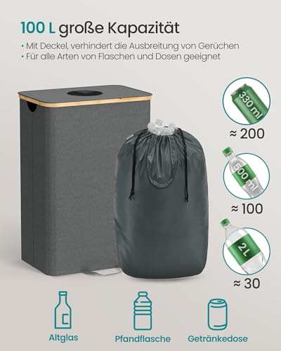 SONGMICS Pfandflaschen-Sammelbehälter, 95 L, Flaschensammler Leergut – Ansicht 3