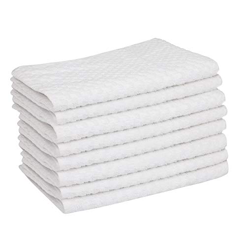 Dg Collections Kitchen Dish Towels, 100% Natural Cotton, Set Of 8 (15X25 Inches), Multi-Purpose Kitchen Terry Towels, Very Soft, Highly Absorbent, Lint Free, White Tea Towels For Kitchen Decor #TOP2