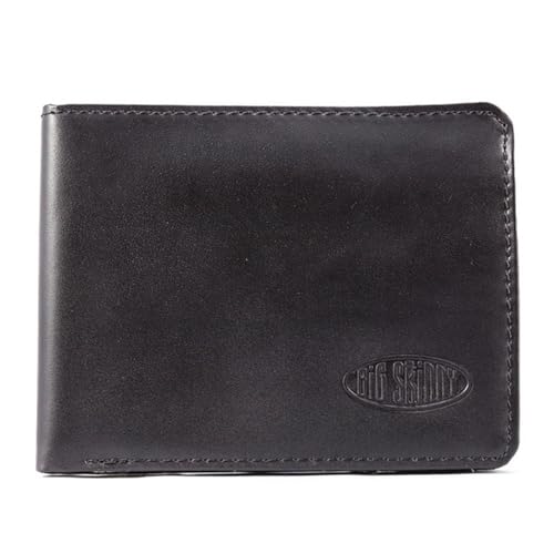 Big Skinny Men's RFID Blocking Leather Bifold, Holds Up to 25 Cards, Black