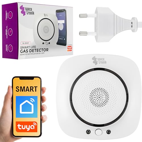 Spacetronik Gasmelder für Methan CH4, Propan & Butan, Gaswarnmelder mit Wi-Fi, Tuya App-Kompatibel – 75 dB Alarm, Push-Benachrichtigungen, Echtzeitüberwachung, EN 50194