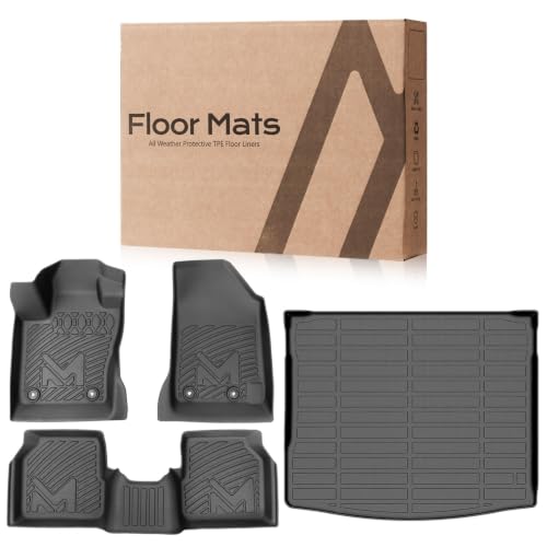 Image of Floor Mats & Cargo Liner Custom for 2017-2026 Jeep Compass New Body Style 2nd Generation, Floor Liners TPE Automotive All Weather Cover Protection Waterproof Black Front & Rear Row Full Set Car Mats