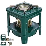 Estufa de queroseno portátil de 8 mechas, estufa de aceite y calentador de camping al aire libre, quemador de metal resistente al viento para cocinar y calentar, adecuado para camping, senderismo