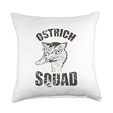 Ostrich Squad Bird Ostrich Throw Pillow