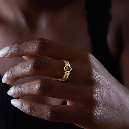 Engagement Rings Oval Cut Solitaire Emmerald Cubic Zirconia CZ Wedding Promise Rings for Her Wedding Band for Women Size 6-83