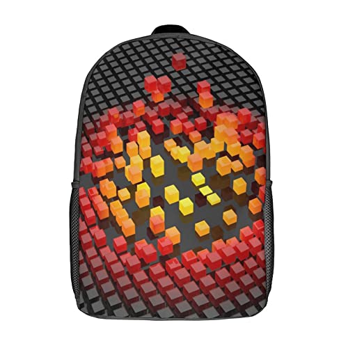 Sac à dos d'école imprimé 3D Cube Fashion grand cartable de 17 pouces pour adolescent