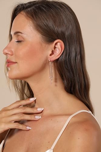 LUCA SMITH Tassel Chain Drop Dangle Small Hoop Earrings CZ Star Moon Teardrop Water Droplets Shaped Dangle Drop Earrings for Women Teen Girls3