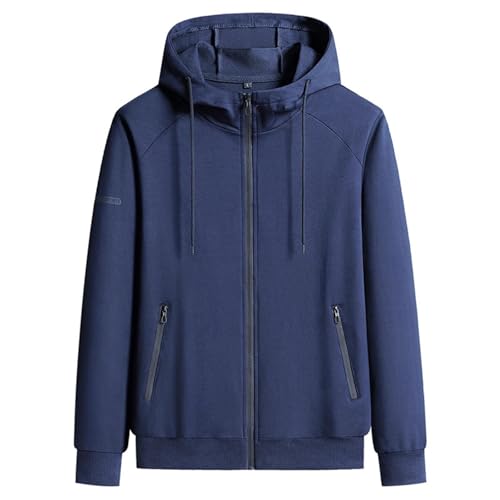 Image of Mens Hoodie Zip Up,Full Zip Jacket for Men Hooded Sweatshirt Hoody Jackets Plain Winter Warm Long Sleeve Warm Tops Hoodies Coats with Pockets Outdoor Cardigans Outerwear Plus Size 12-20 Blue