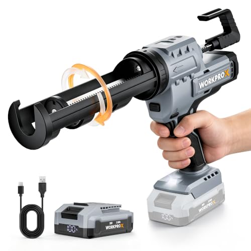 WORKPROX 20V 10OZ Cordless Caulking Gun with Battery, 6 Adjustable Speeds