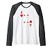 Four of Hearts Tshirt poker playing card costume tee Manche Raglan