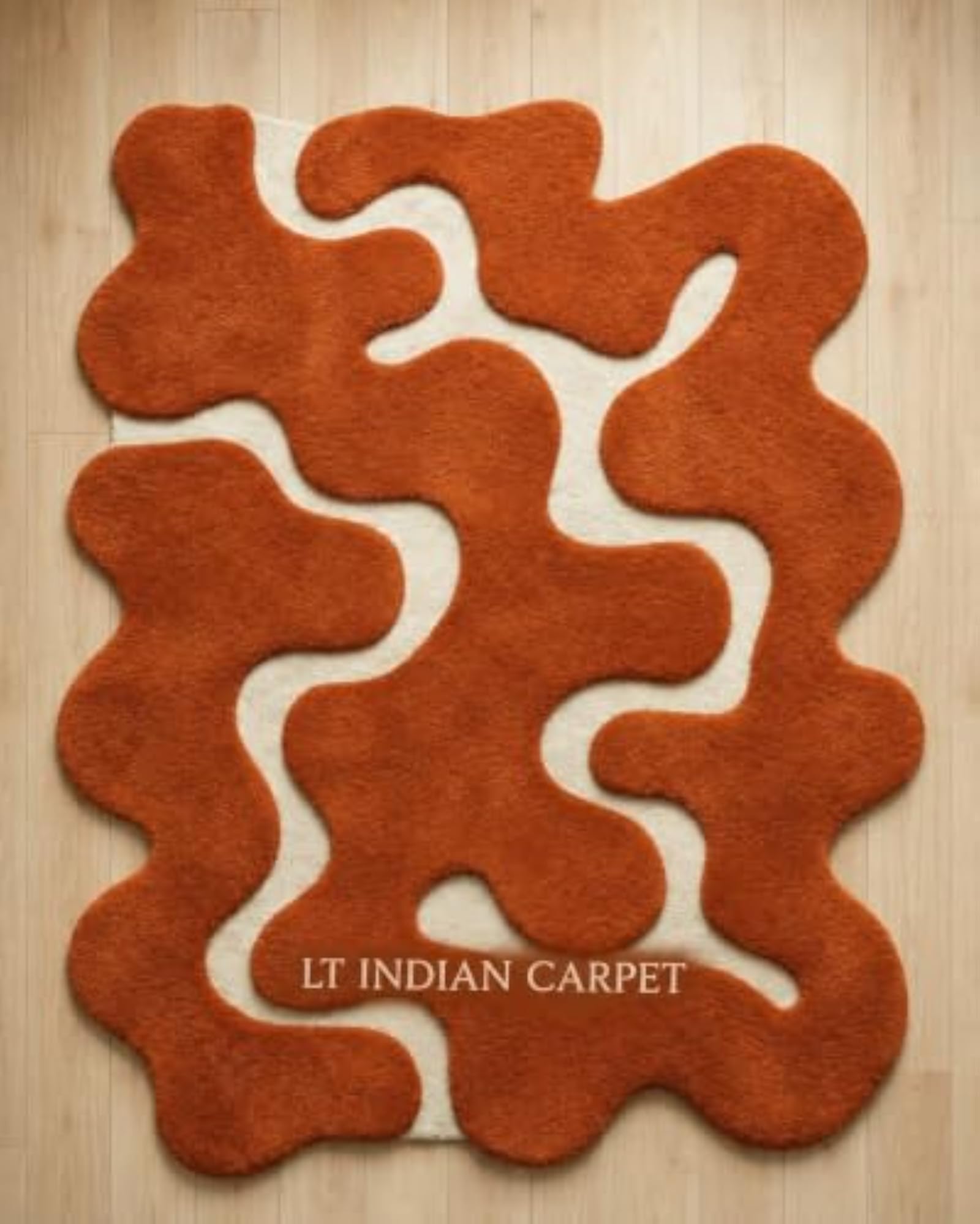 Hand-Tufted Floral Woolen Rug, Thick Loop Pile Area Rug