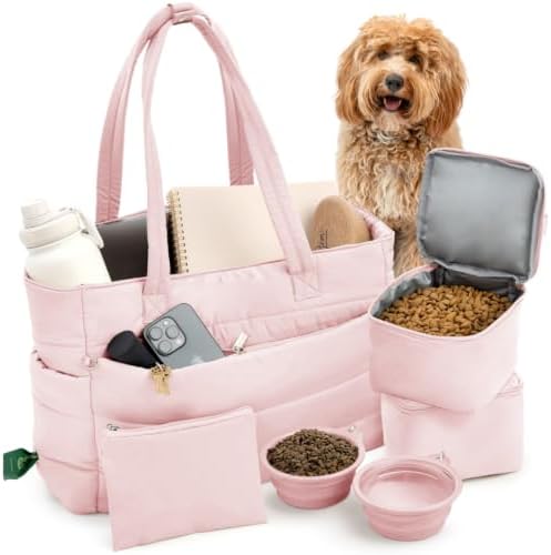 Where to Stay With Dogs in San Antonio in 2025 2 Puffer Dog Travel Bag for Dog Moms, Diaper Bag with Travel Bowls ...