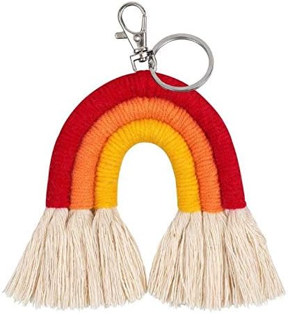Keyring Keychain Weaving Rainbow Keychains for Women Boho Handmade Key Holder Keyring Macrame Bag Charm Car Hanging Jewelry Gifts Key Chains Keyrings Keychains Key Chains Key Rings (Color : KEY40)