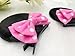 Black Velvet Round Hair Clips with Pink Polka Dot Bow for Cosplay, Fashion Hair Accessories, Theme Park Costume Headpiece Set (2 Pcs.): M23 (MN 2 Bows)