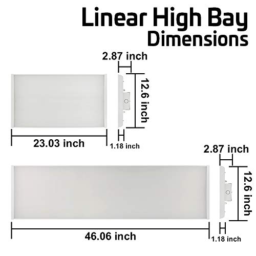 Konlite 2 Ft Linear Led Bay Ceiling Shop Light 105W 5000K 1-10V Dimming - 14170 Lumens - Equal To 4 Lamp T5 - No Maintenance For Life #TOP6